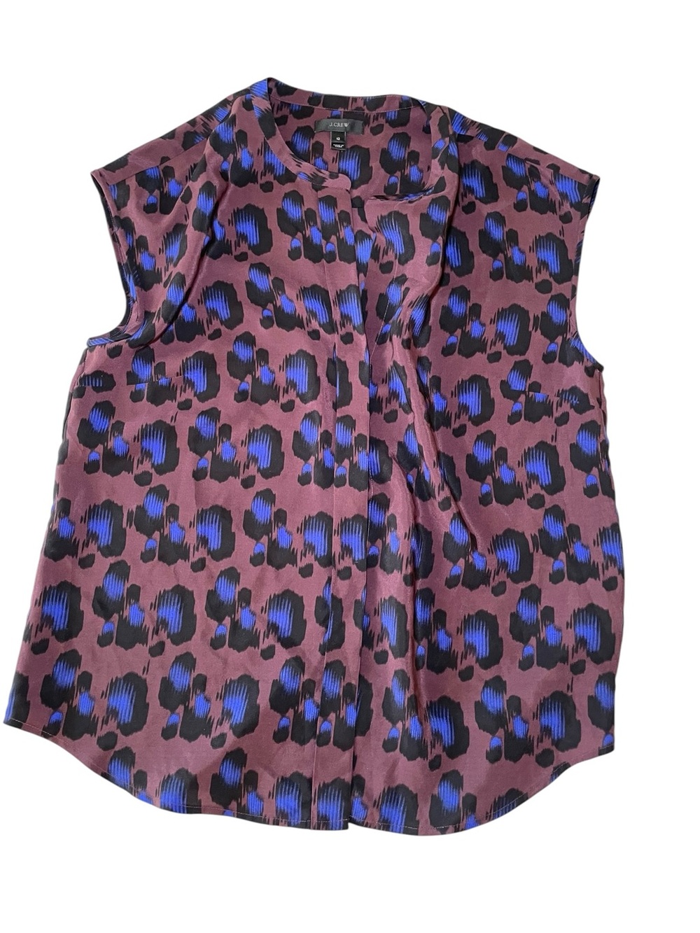 ✨ J.Crew 100% Silk Sleeveless Blouse – Abstract Animal Print – Size 12 – EUC